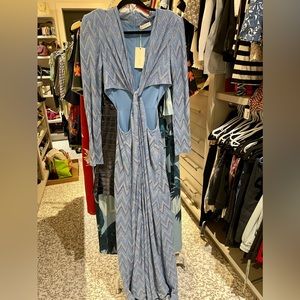 Ramy Brook Celeste Chevron Maxi Dress in Ocean Blue
